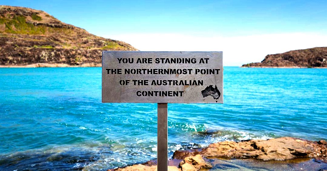 Geographical signpost marking lands end Australia