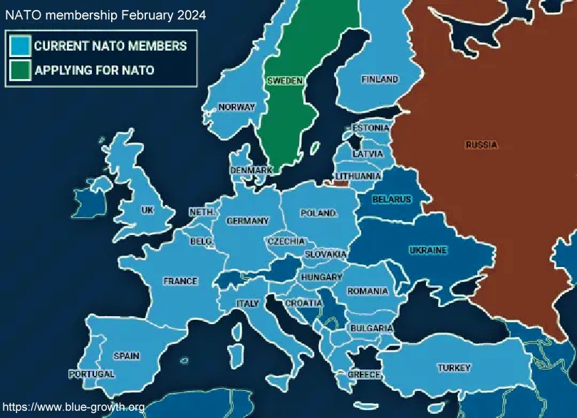 Solution: NATO should immediately expedite Ukraine's entry into the Alliance, to enable full military support. Before it is too late. You cannot stop an avalanche, after it has begun. Emergency measures might be invoked to overcome present entry rules, to just a majority vote, as in WWII, to stop the strategic Chino/Russo landslide, before it gains in strength. This qualifies as diplomacy, a blue growth strategy. After membership of Sweden and Ukraine is ratified, NATO might begin negotiations with Russia, for cessation of hostilities.