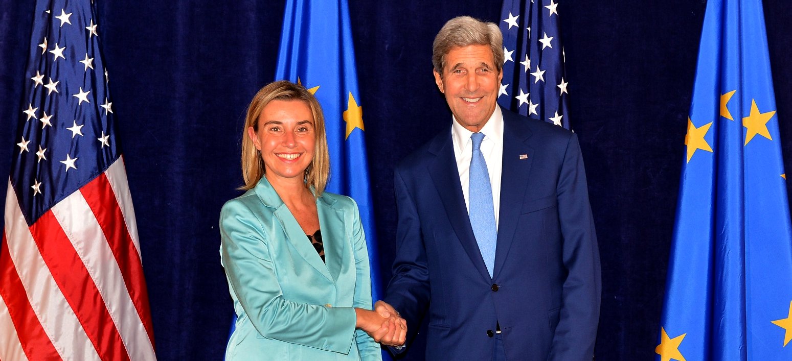 Federica Mogherini with John Kerry, US Secretary of State