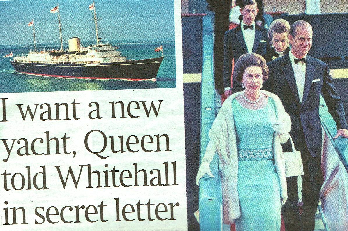 Queen Elizabeth: I want a new yacht. Daily Mail
