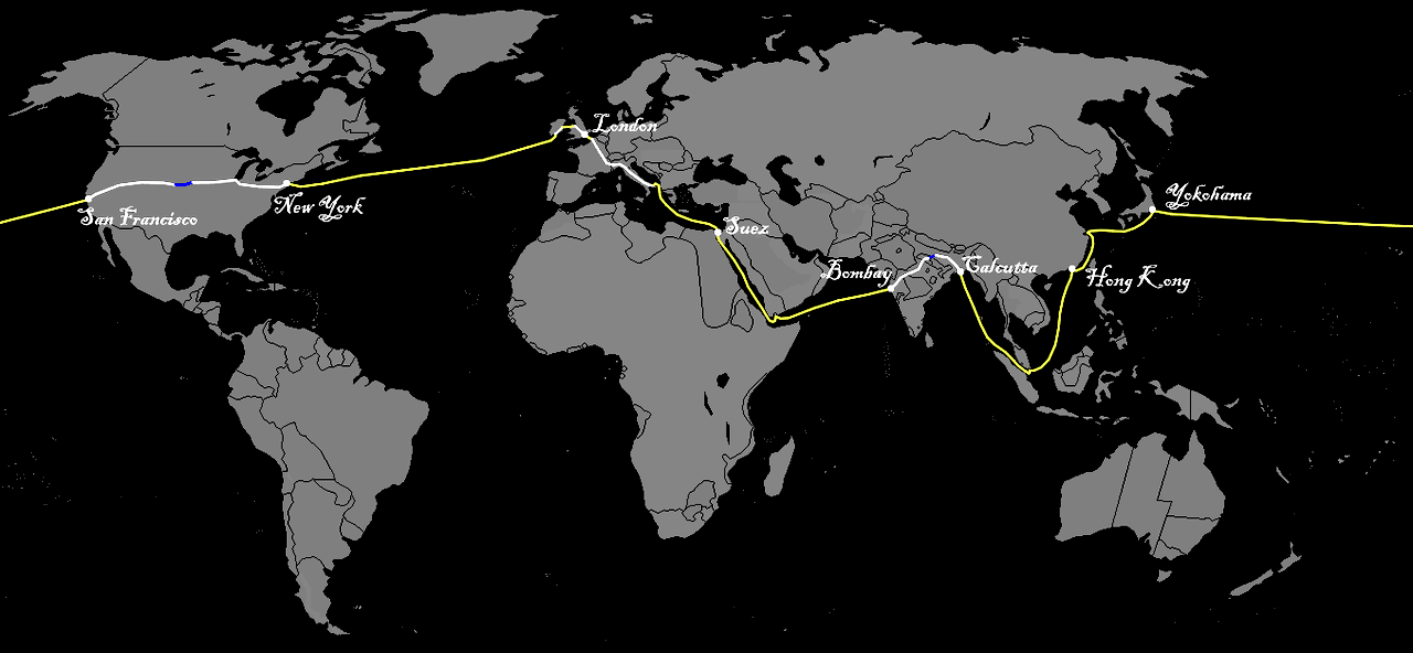 around the world in 80 days map Phileas Fogg Around The Would In Eighty 80 Days Jules Verne around the world in 80 days map