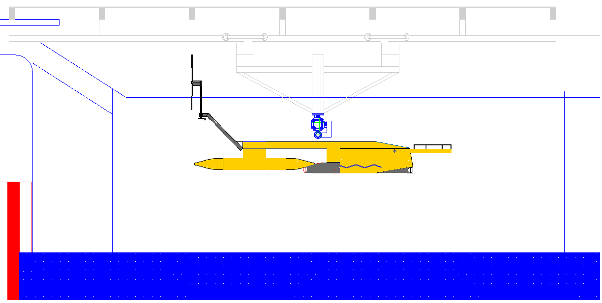 Loading SeaVax into the test tank water.