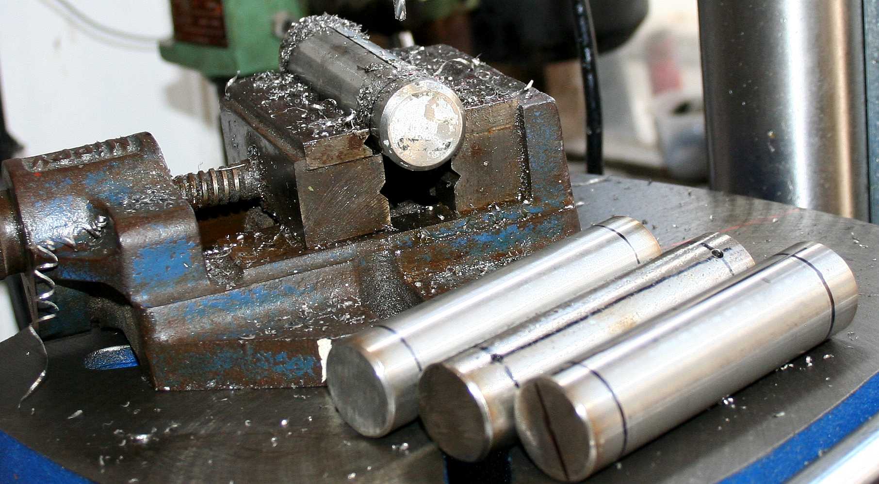 Machining pins, drilling split pin holes in stainless steel