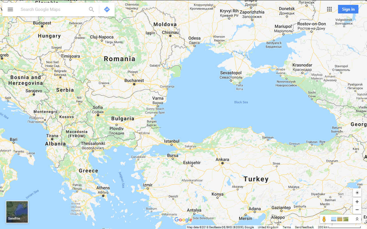 The Black Sea Bulgarian coast and Turkey