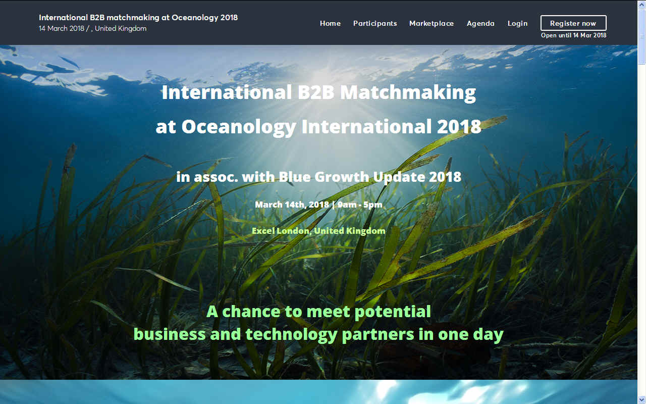 Register for B2B matchmaking at Oceanology International 2018