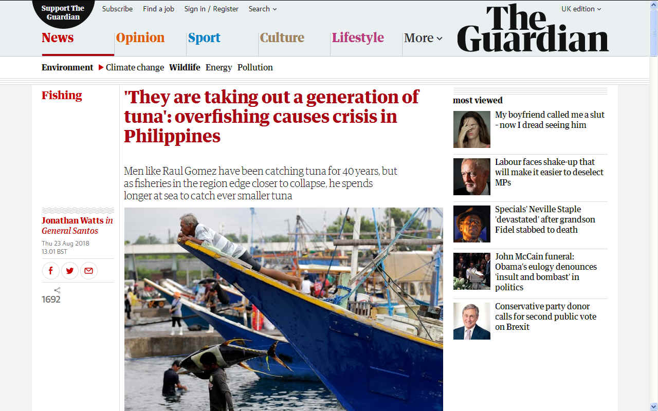The Guardian overfishing of tuna in the Philippines
