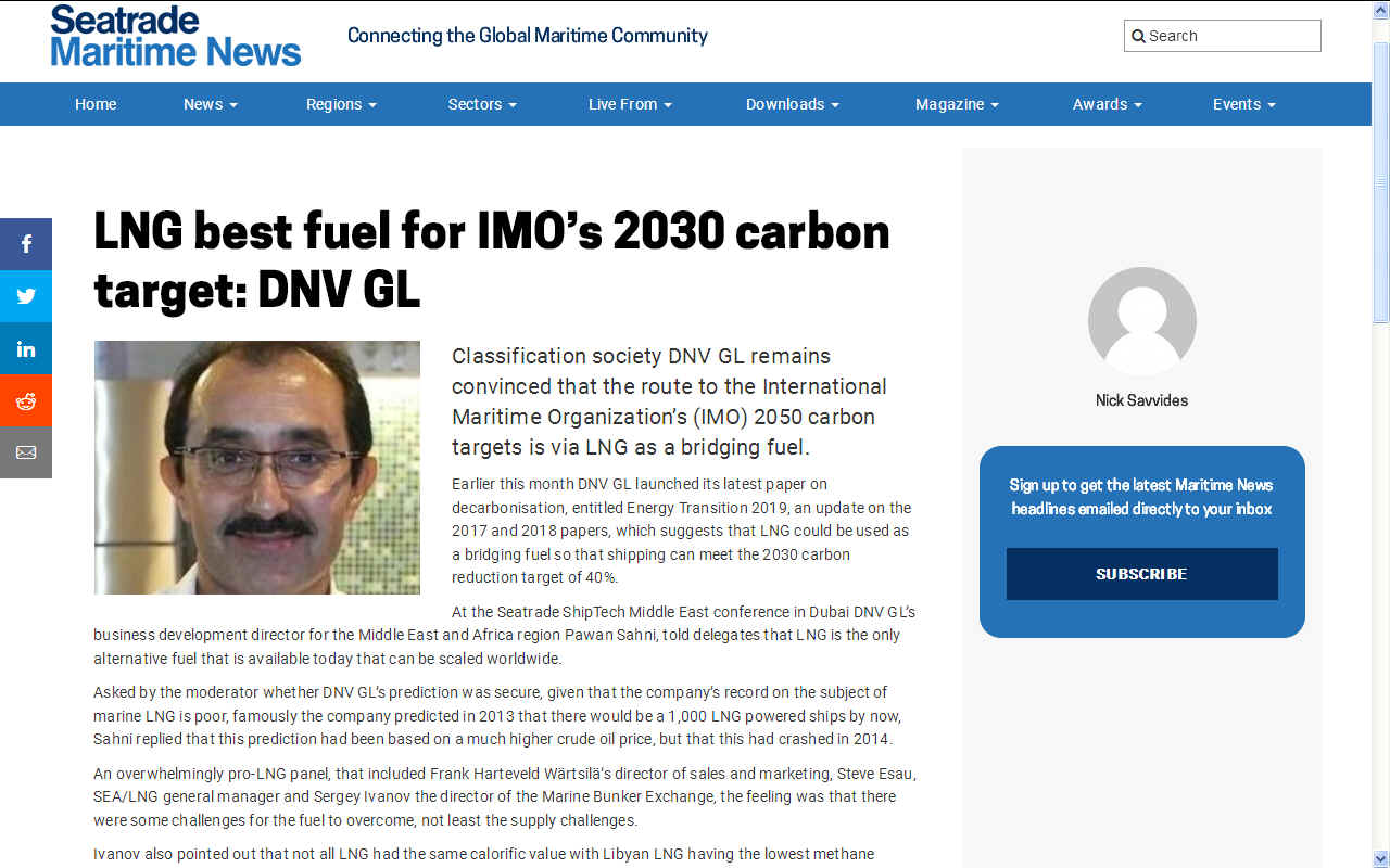 DNV GL liquid natural gas bunkering as bridging fuel for IMO targets