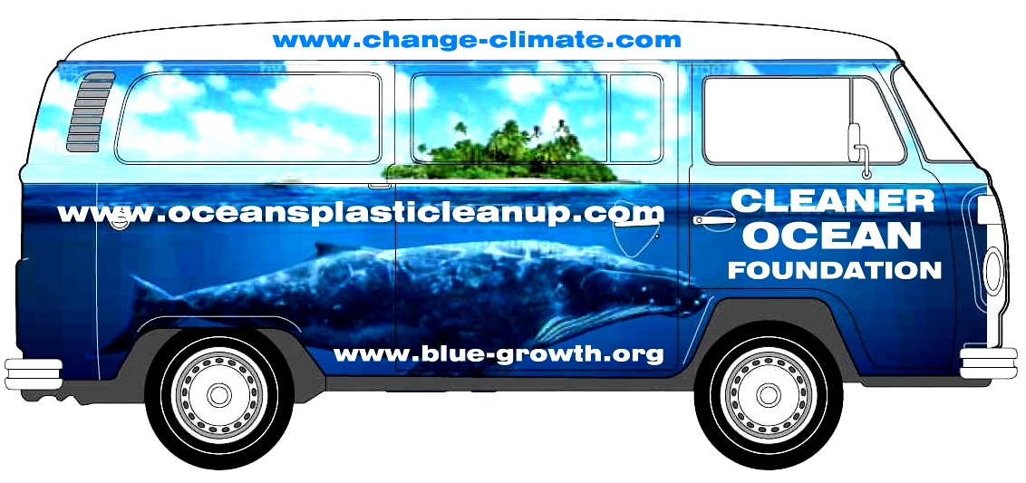 Miss Ocean VW air cooled eco wagon awareness tour bus